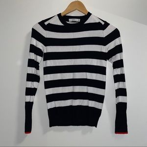 Zara Striped Sweater with red trim accent